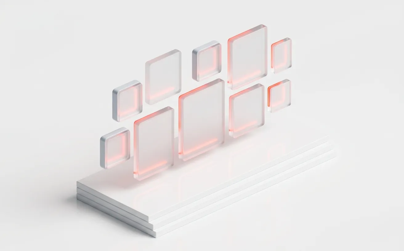 Illustration of project tiles arranged like a gallery