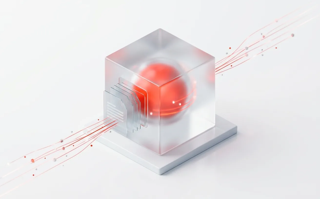 Illustration of documents flowing into an AI assistant
