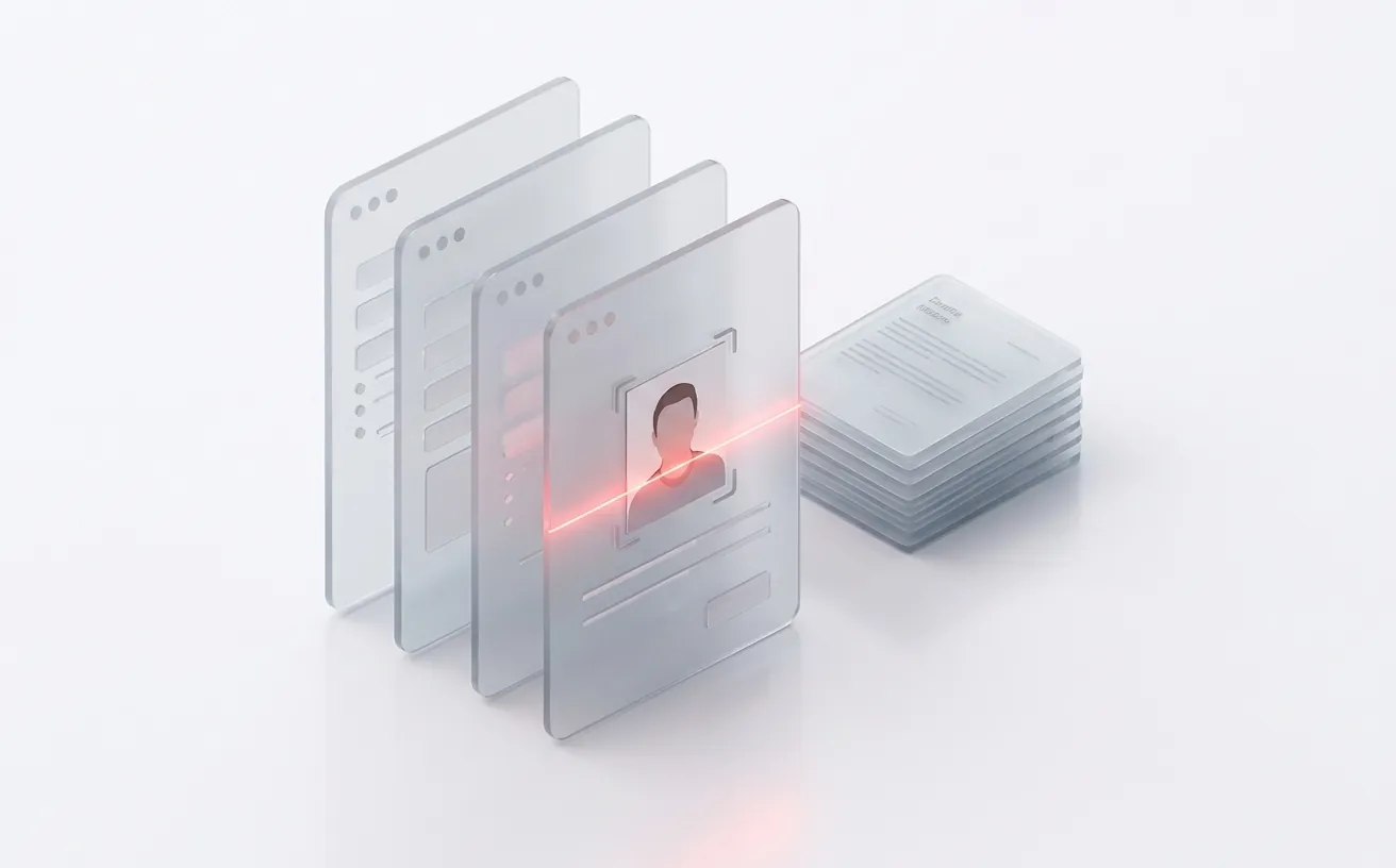 Illustration of a step-by-step online application form with a passport photo check
