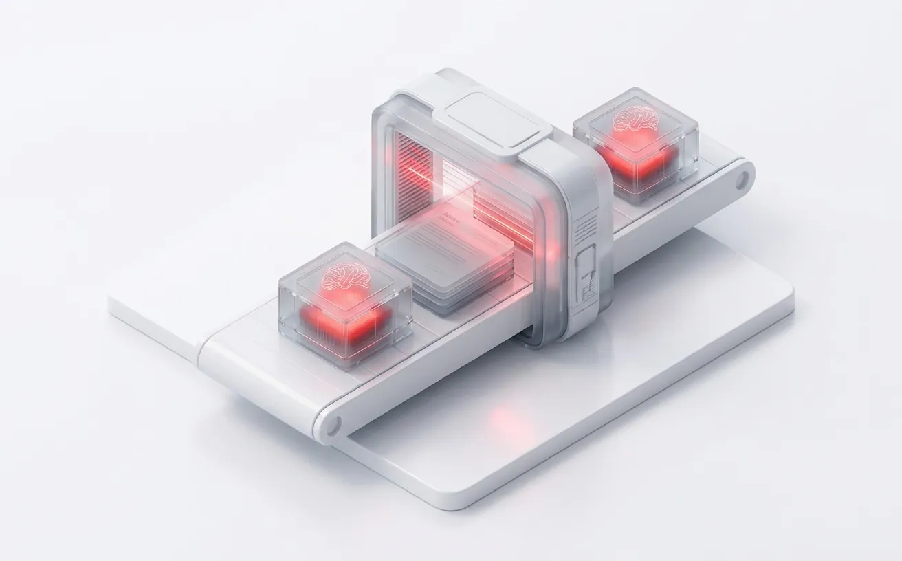 Illustration of tender documents moving through an automated process