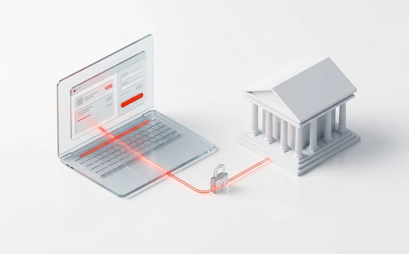 Illustration of a shopper paying directly from a bank account at an online checkout